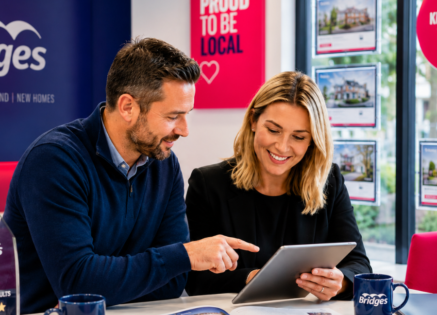 Bridges Bespoke Investment Service advisor discussing property investment opportunities with a client in Surrey, Hampshire and Berkshire.